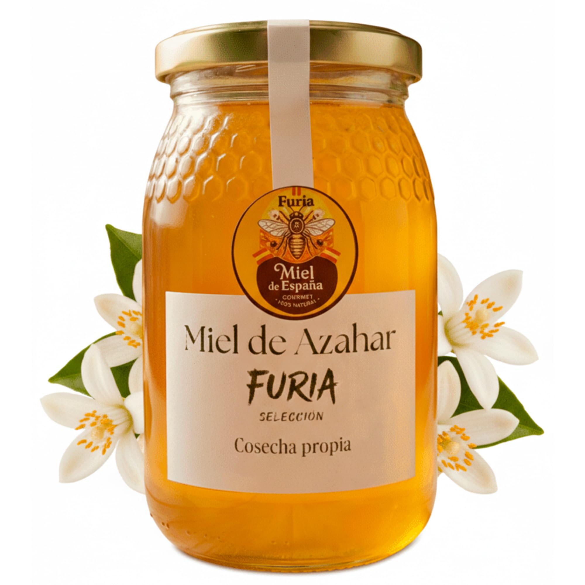Miel de Azahar Cruda 500g – 100% Miel Pura de Abeja, Sin Pasteurizar – Flor de Naranjo Valenciana, Cosecha Propia Ecológica – Tarro de Cristal Reutilizable