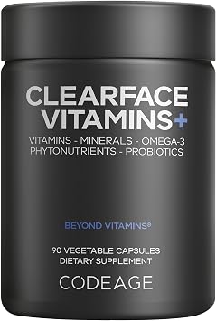 Codeage Clearface Vitamins, Skin Vitamins, Minerals, Niacin, 90 Capsules