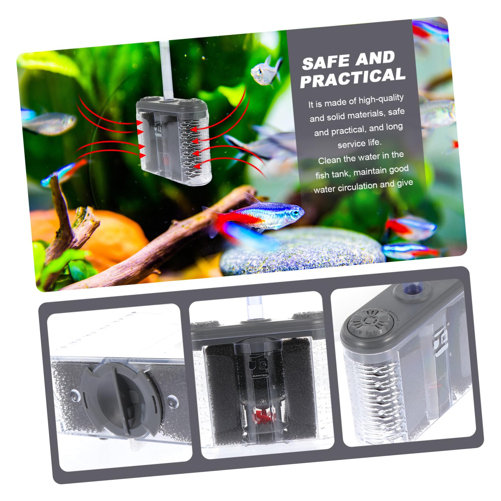 Toddmomy Depuradora Acuario Oxigenador Accesorios Prácticos Limpiador De Peceras Filtro Multifunción Cambio De Agua