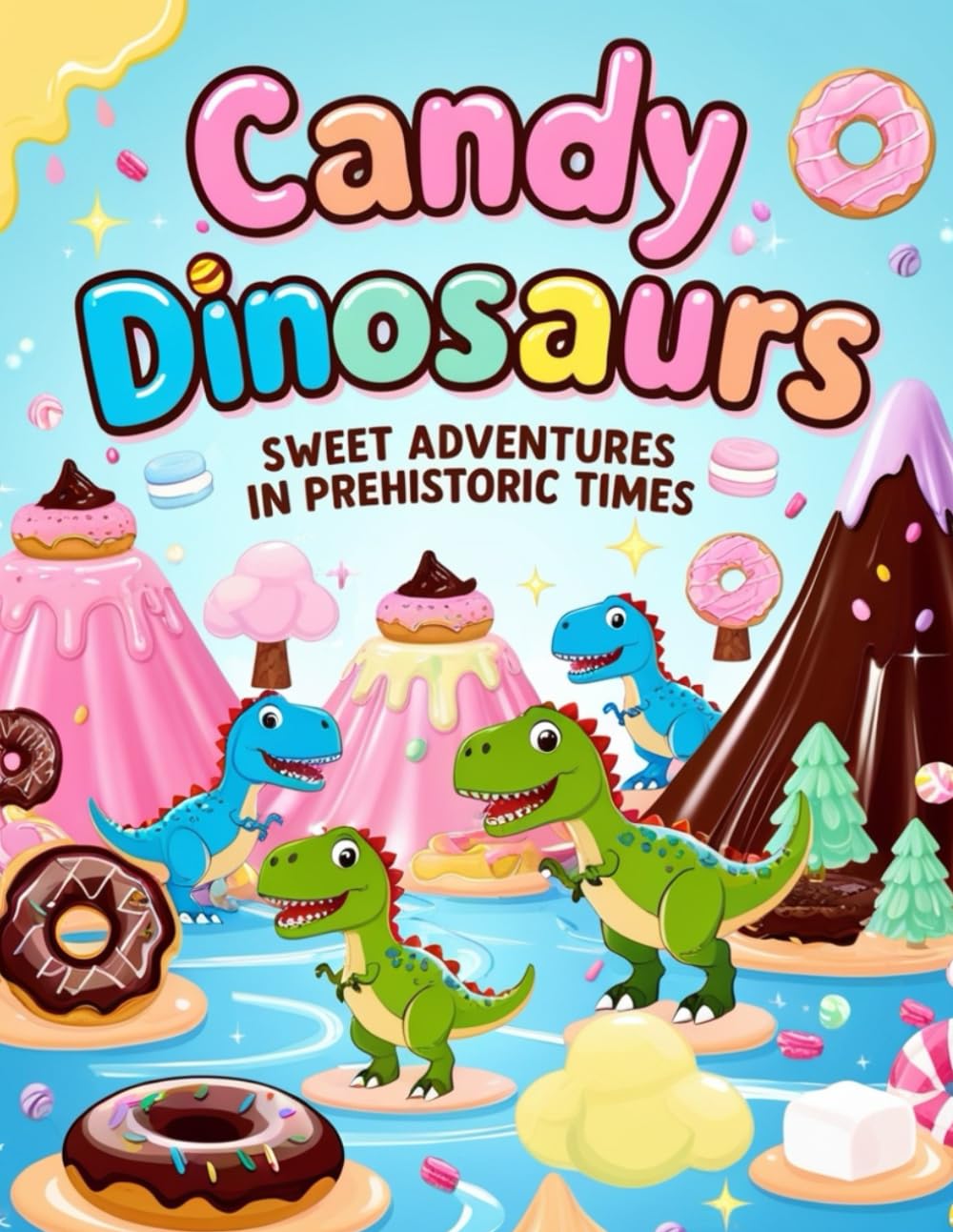 Candy Dinosaurs: Sweet Adventures in Prehistoric Times: “48 Fun Coloring Pages of Dinosaurs in a Delicious Candy World”