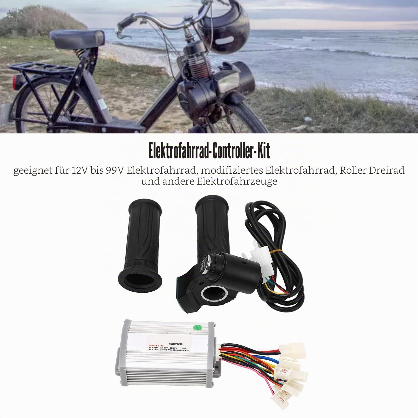 POENVFPO Elektrofahrrad-Controller-Kit, 36 V 800 W Bürstenmotor-Controller mit Leistungsanzeige, Drosselklappe für den DIY-Umbau von Elektrorollern und Motorrädern