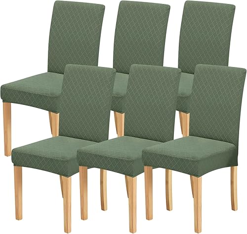 Vista 58 de Forcheer - Juego de 4 fundas elásticas para sillas de comedor con estampado elástico, lavable, extraíble, para cocina, hotel, restaurante