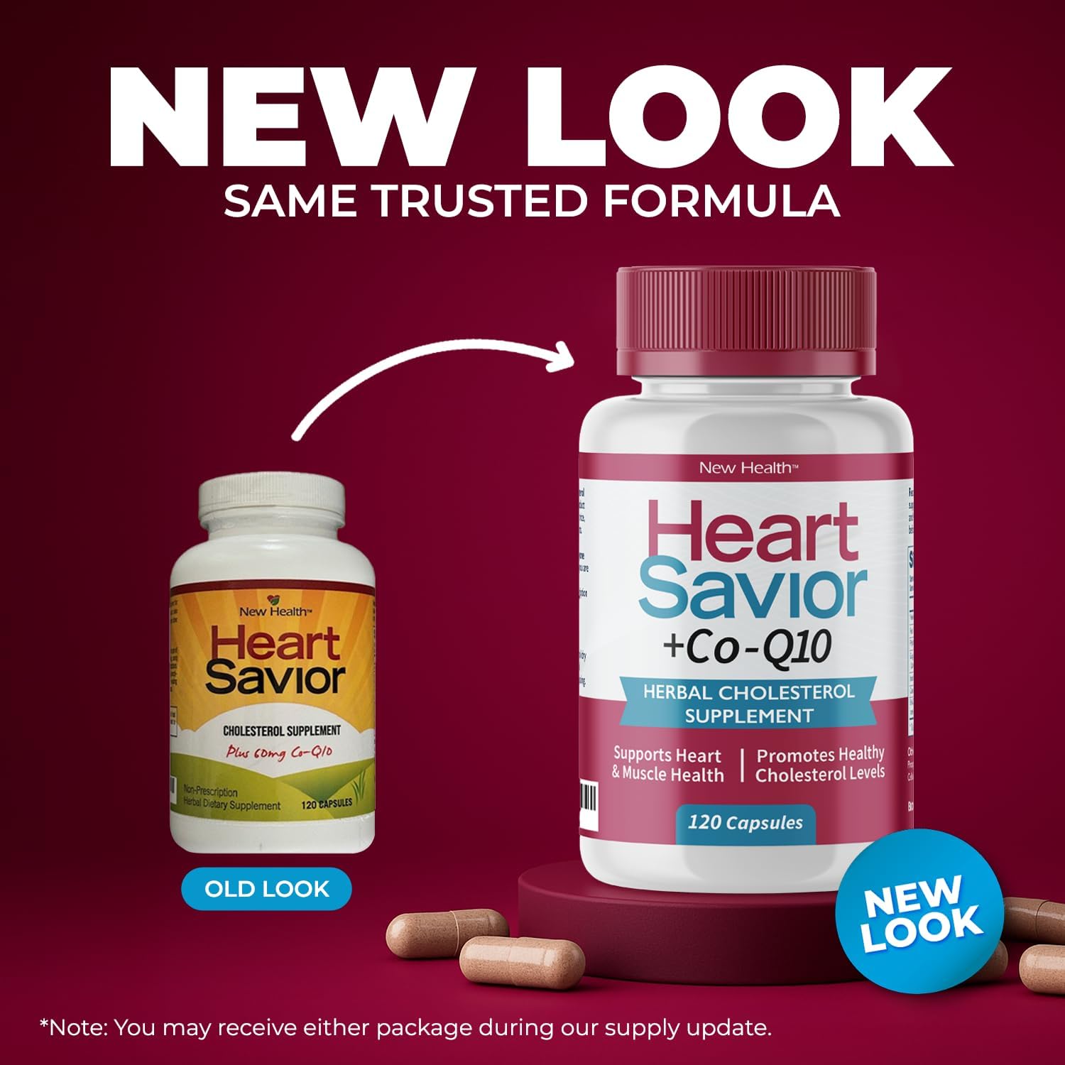 HeartSavior Natural Cholesterol Support Supplement with Red Yeast Rice, CoQ10, Plant Sterols & Niacin Blend - 7-Ingredient Healthy Formula for Men & Women - Made in USA, Non-GMO, (120 Capsules)