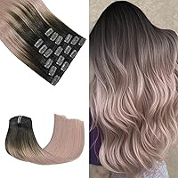 Vista 21 de Honsoo Extensiones de cabello humano real de color marrón con pinzas, marrón castaño, 15 pulgadas, 70 g, 7 unidades, cabello lacio sedoso y marrón