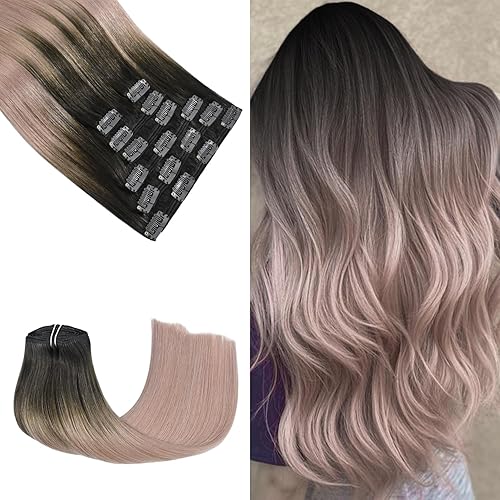 Miniatura 21 de Honsoo Extensiones de cabello humano real de color marrón con pinzas, marrón castaño, 15 pulgadas, 70 g, 7 unidades, cabello lacio sedoso y marrón