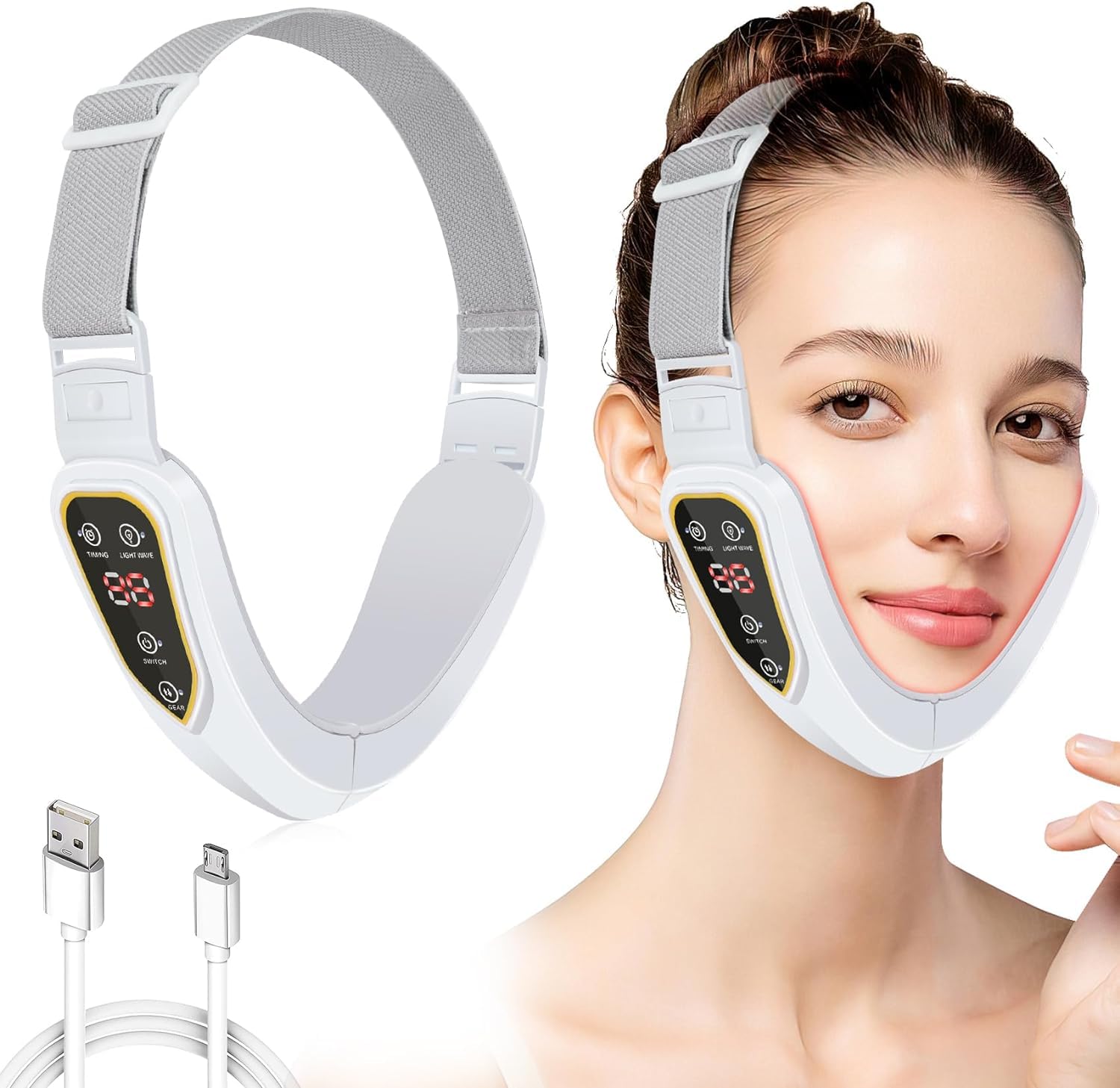 NALACAL Double Chin Machine, Electric V-Face Shaping Eliminator, Face Lift Device with 5 Modes and 12 Intensity Levels, Intelligent Lifting Firming Saggy Skin Tightening Machine, for Women Skin Care