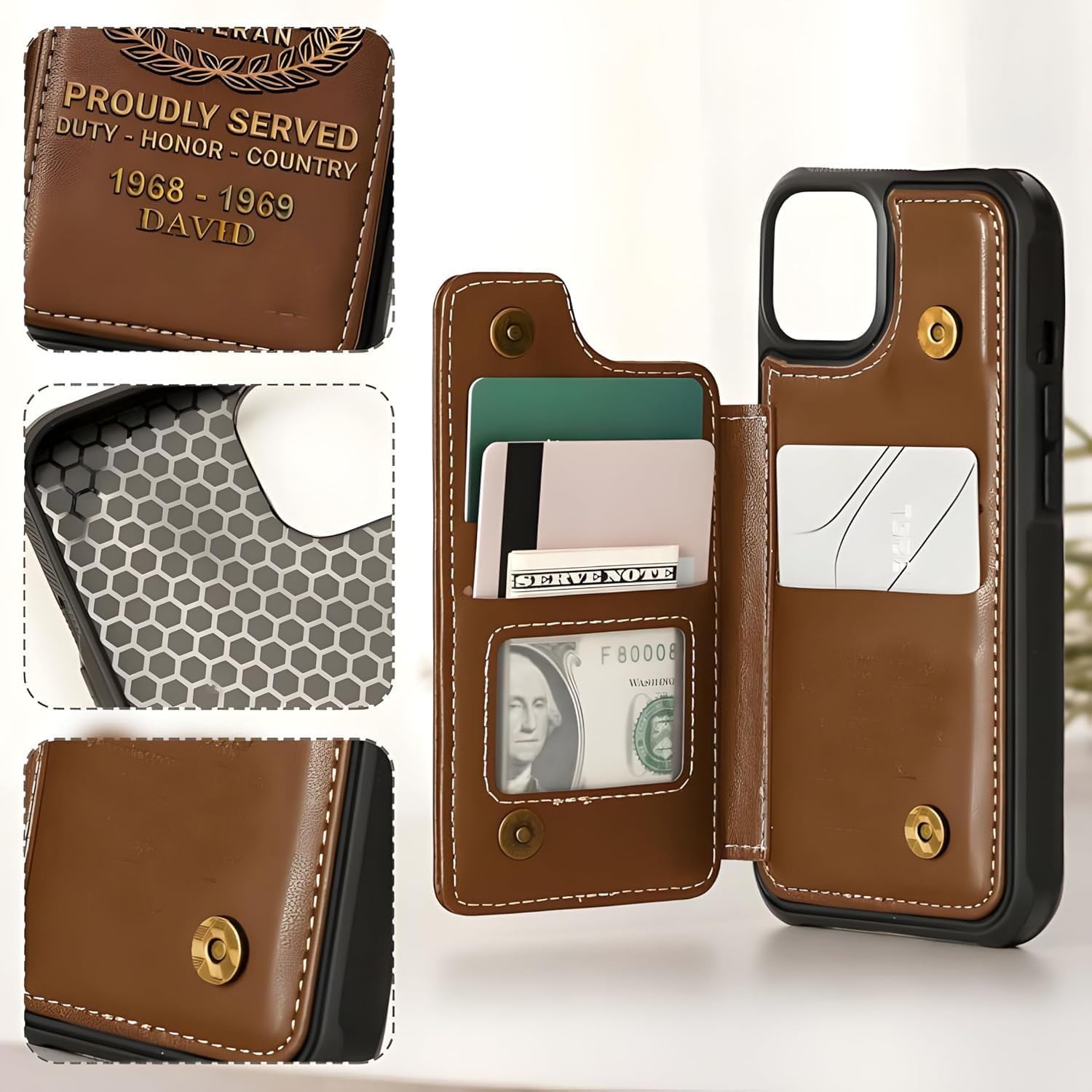 Personalized Vietnam Veteran Leather Flip Wallet Phone Case for iPhone 11 12 13 14 15 16 Pro Max, for Samsung Galaxy Note 20 S10E S20 S21 S22 S24 S25 Plus Ultra Multicolor