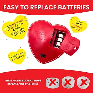 EZSound Voice Recorder for Stuffed Animal | 2 Pack - 30 sec Voice Box for Stuffed Animal | Recording Safe Recordable Heart Button | Sound Module Insert for Build a Bear, Kids, Teddy, Toy and Gifts Red
