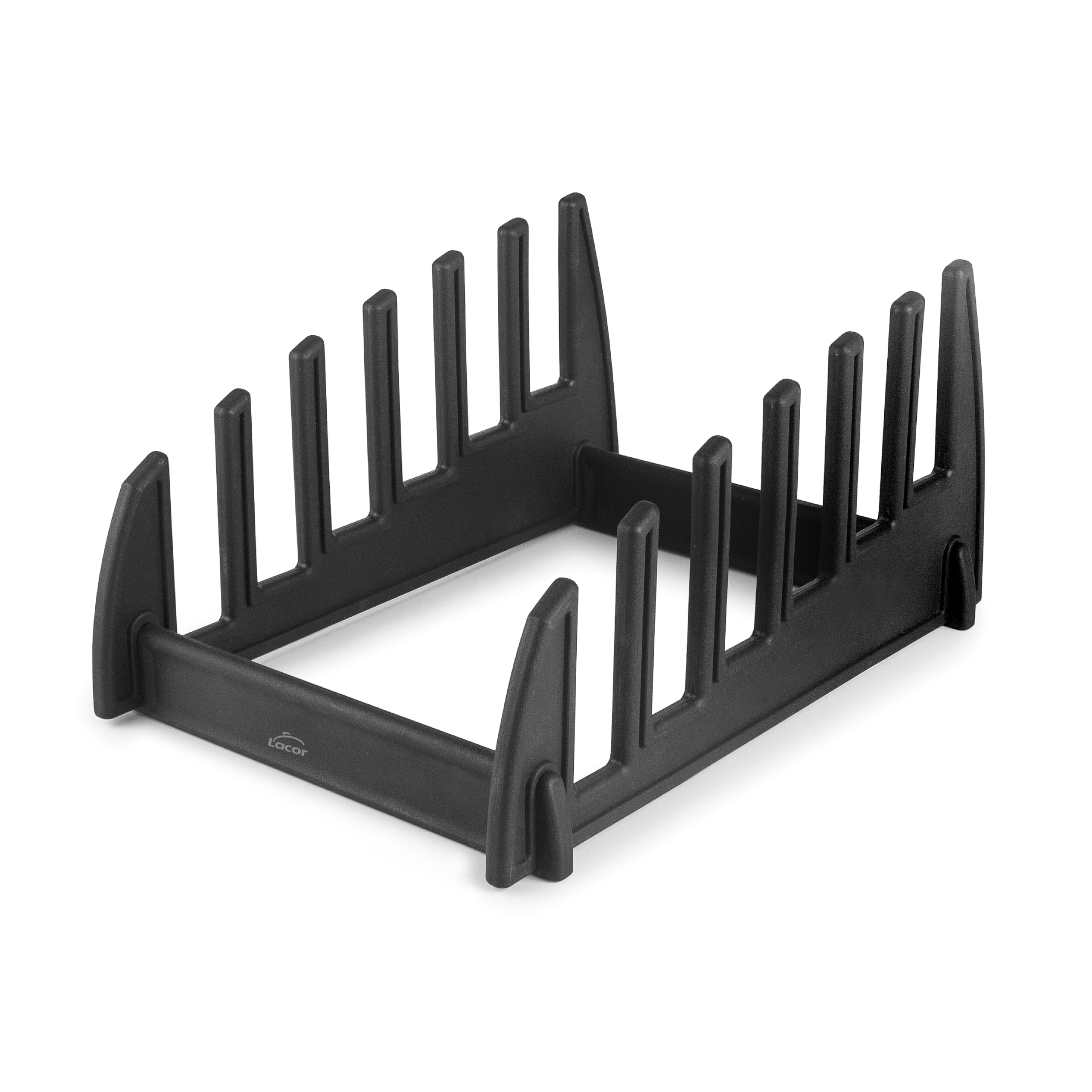LACOR - 60565 - Soporte para tablas, Fabricado en polipropileno (PP), Para 6 tablas de corte, 23 x 32 x 16 cm, Multifuncional, Negro