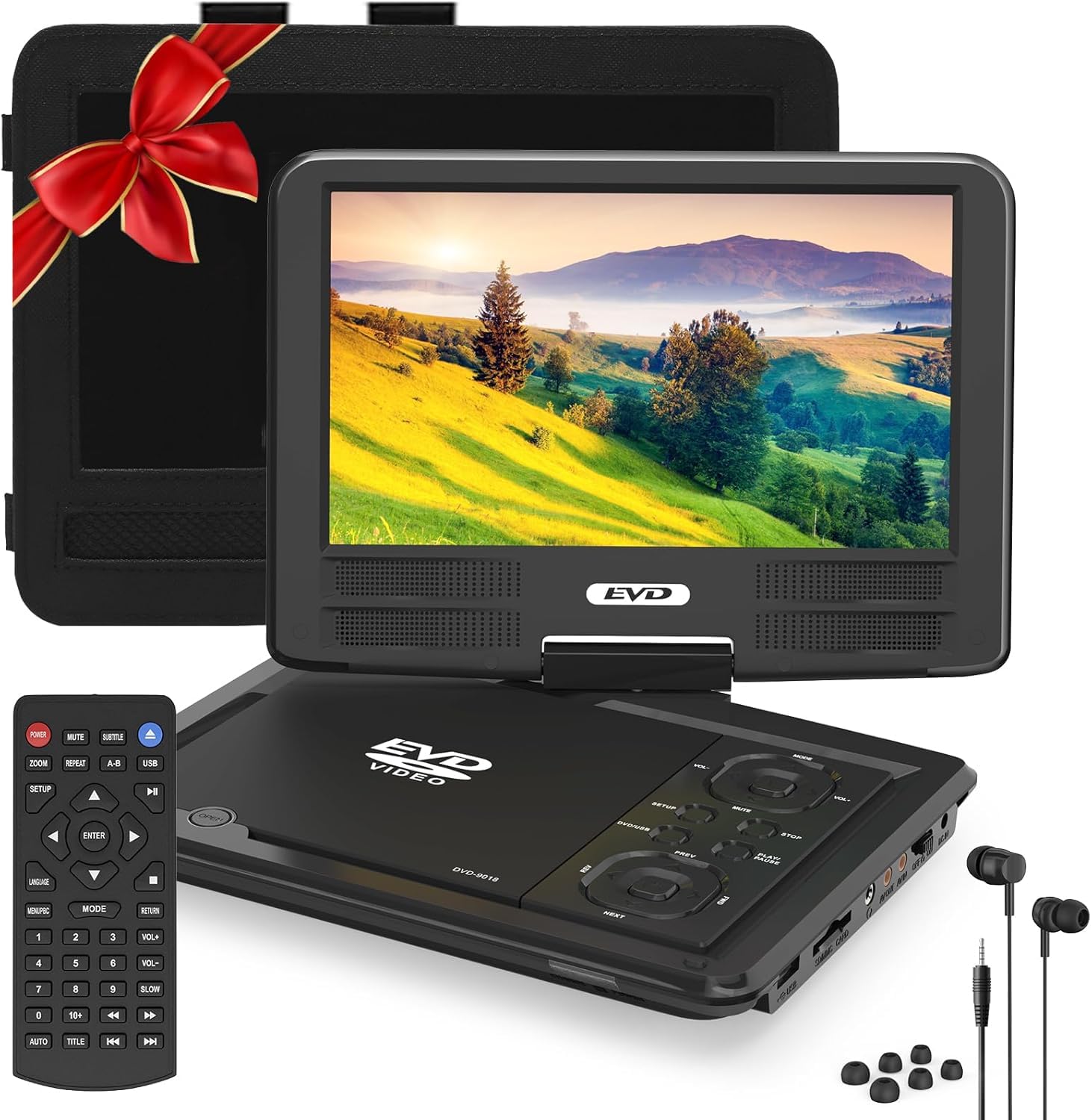 PJGCWB 11.5" Portable DVD Player with 9.5" Swivel Screen, 5-Hours Rechargeable Battery, Car DVD Player for Kids,，Supports SD Card/USB/CD/DVD and Multiple Disc Formats, High Volume Speaker(Inches, 9.5)-image-31