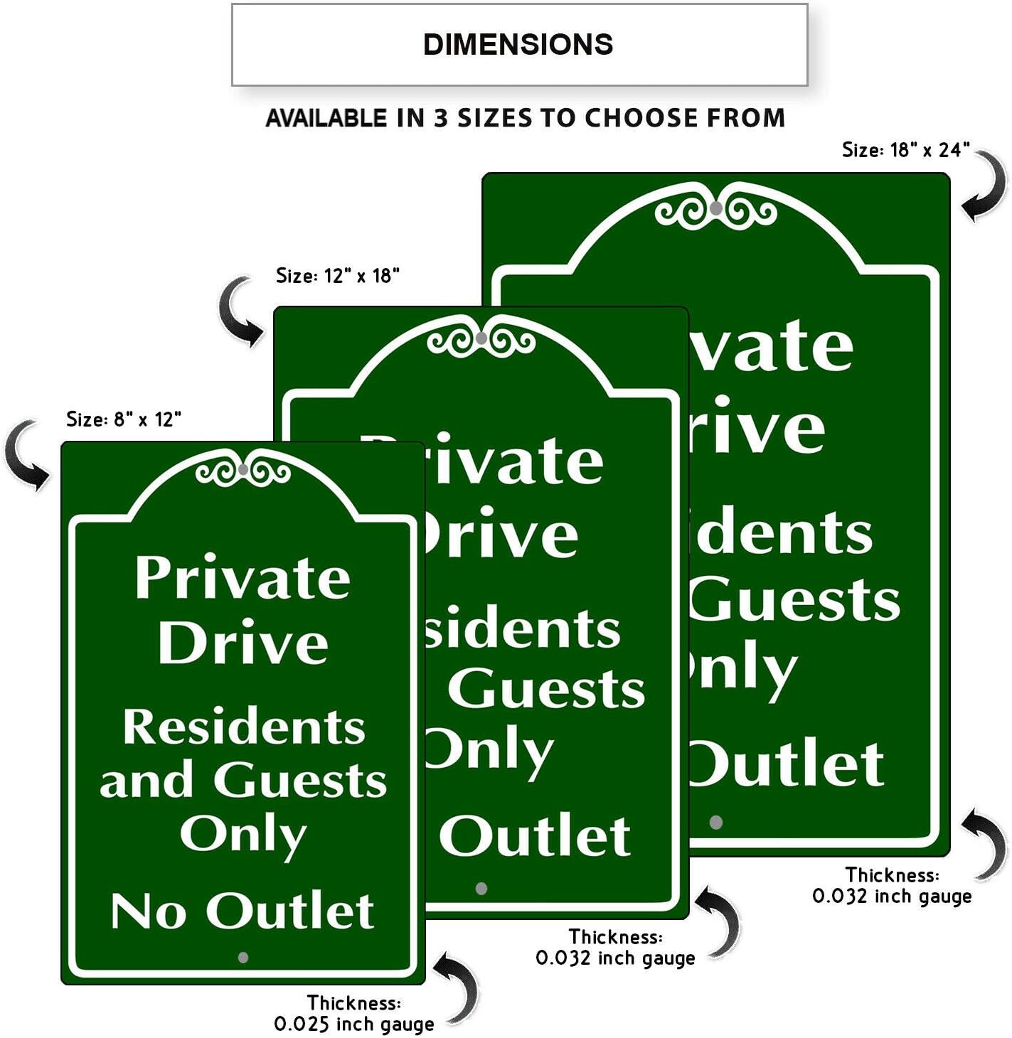 Afterprints Private Drive Residents and Guests Only No Outlet Novelty Aluminum Metal Sign 12"x18"