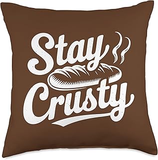 Stay Crusty Funny Bread Lover Baker Baking Pun Throw Pillow