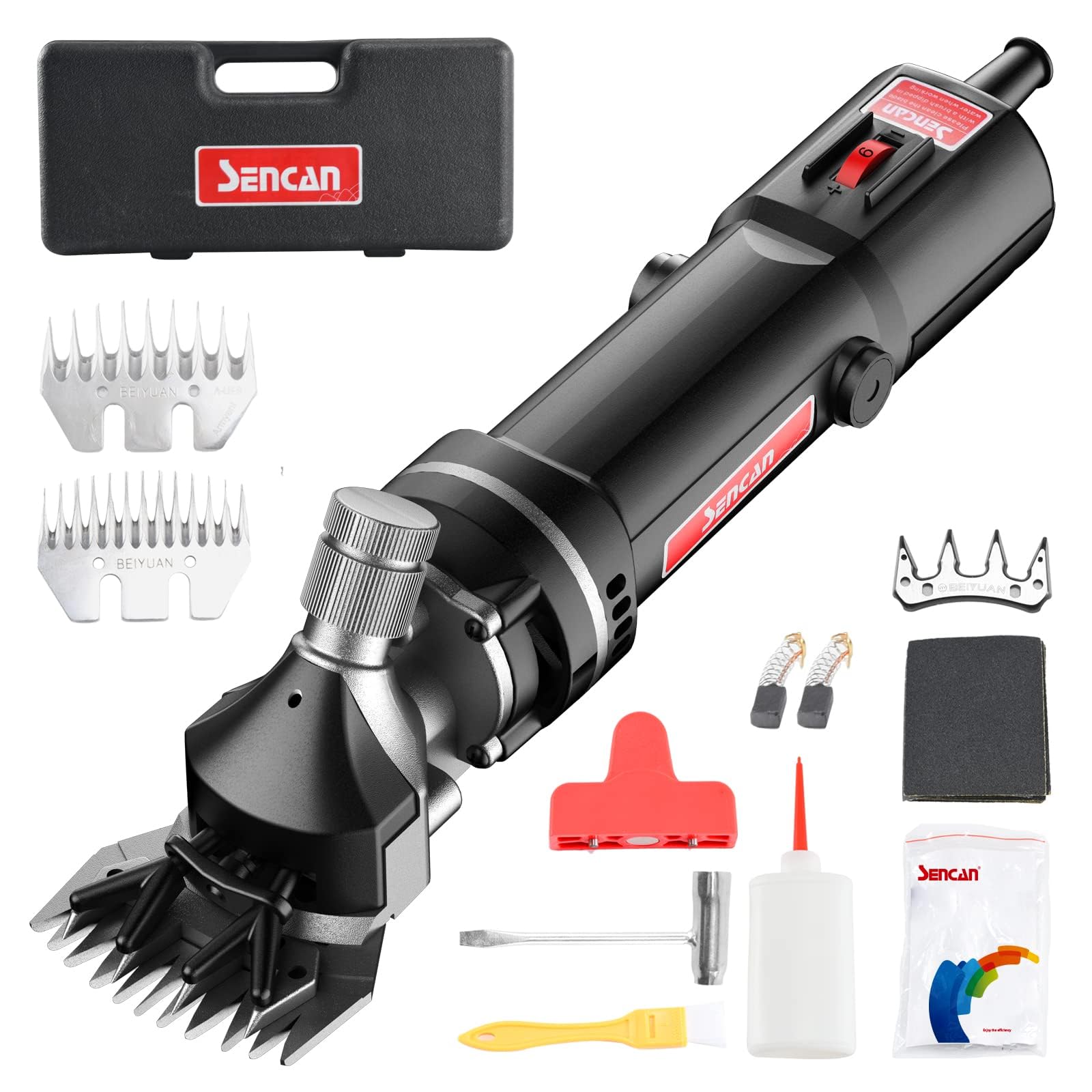 SENCAN Sheep Clippers, 750W Farm Livestock Grooming Kit for Equine, Goat, Pony, Cattle and Large Thick Coat Animals (6 speeds, with 2 Blades)