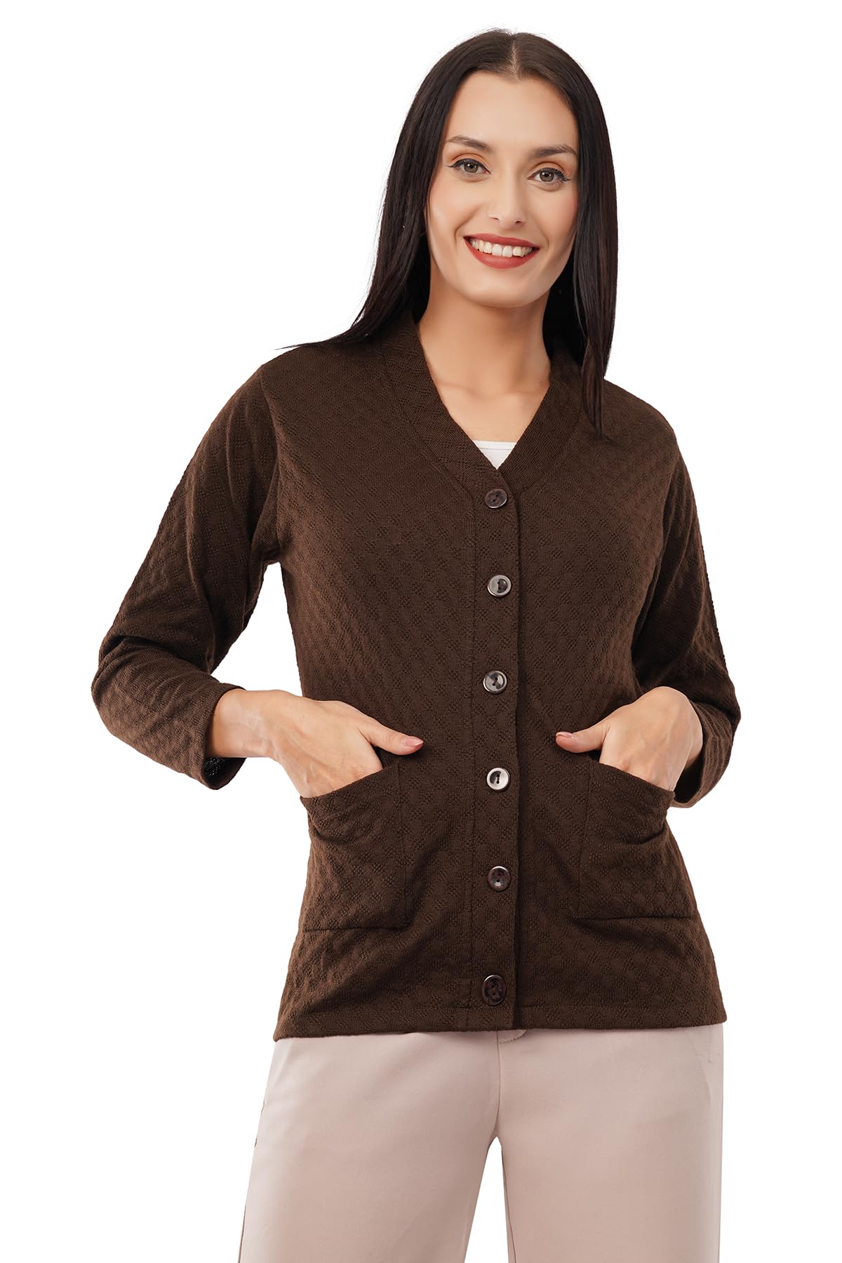 urbanrock Women Wollen v-Neck Cardigan Sweater for Winter wear with Front Pockets Plus Size Also Available-picture-36