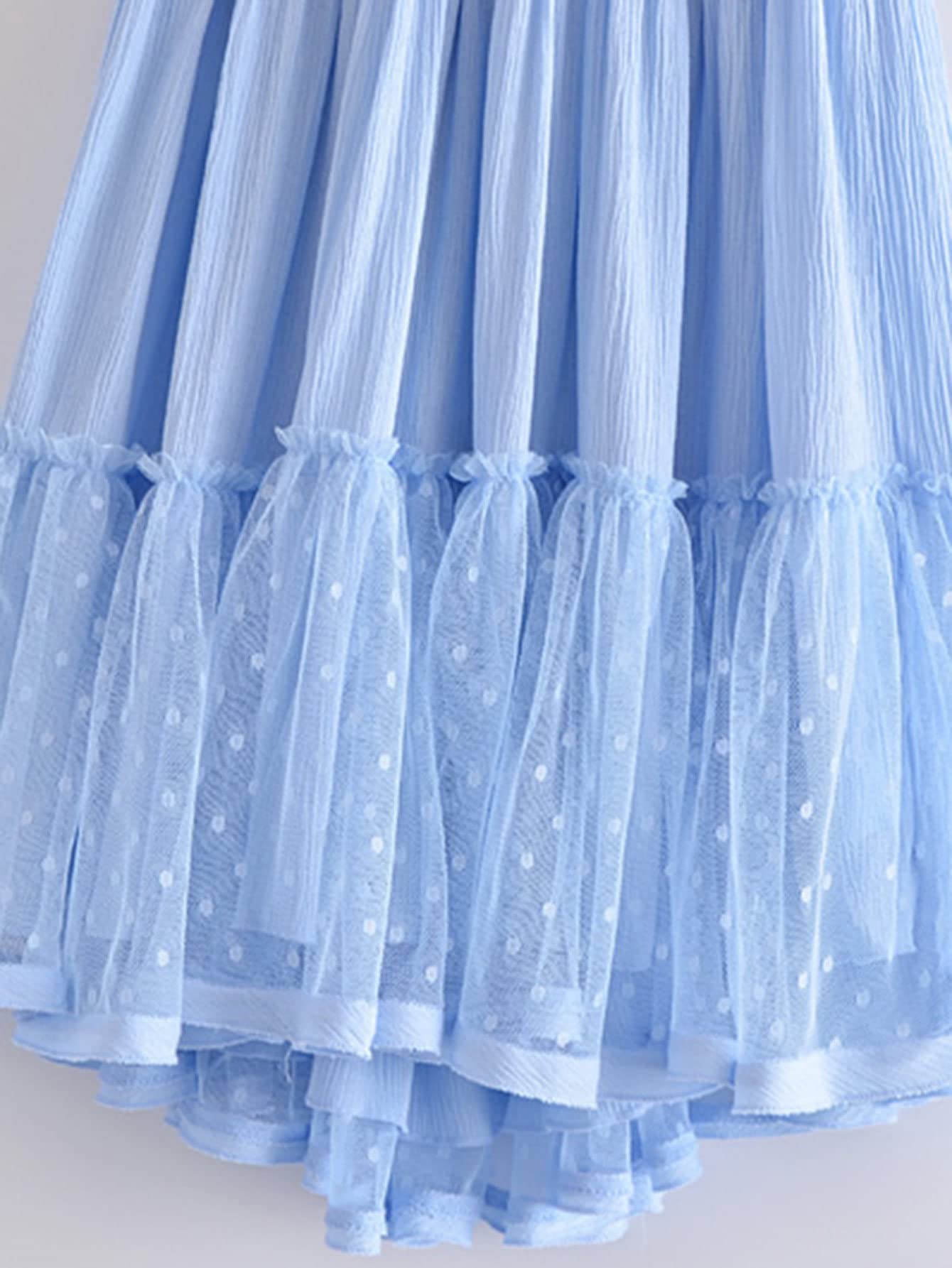 HZ.BEHAVE Dresses for Women Dobby Mesh Self-Tie Ruffled Halter Dress (Color  : Baby Blue, Size : M) : Buy Online at Best Price in KSA - Souq is now  Amazon.sa: Fashion