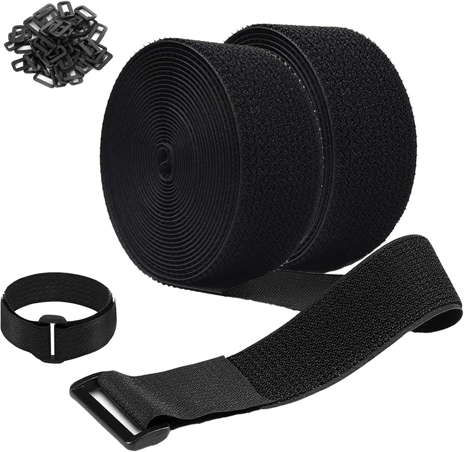 100-Foot Reusable Hook & Loop Cable Tie Roll - Strong Double-Sided Adhesion | Wire Management Solution