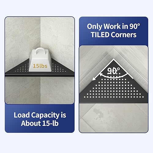 Miniatura 2 de Estante esquinero de ducha de 2 unidades, estante de acero inoxidable 304 para baño, estante de lechada de 10 pulgadas para pared de azulejos, no