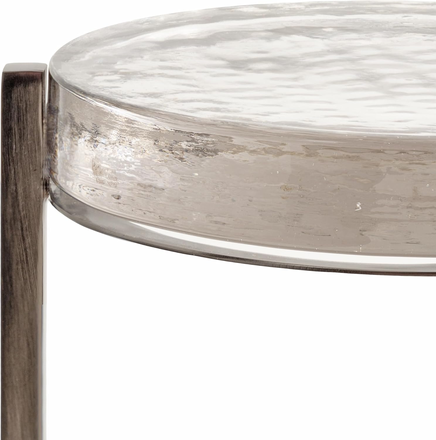 Kate and Laurel Aguilar Modern Drink Table; 9 x 9 x 23; Gray Gunmetal with Clear Glass; Unique Round Glass Accent Table for Small Spaces