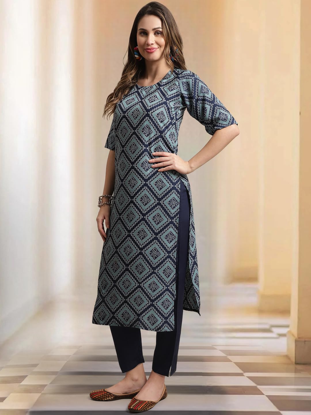 Tee Projekt Printed Crepe Kurti & Pant Set For Women Festival Wear For Women