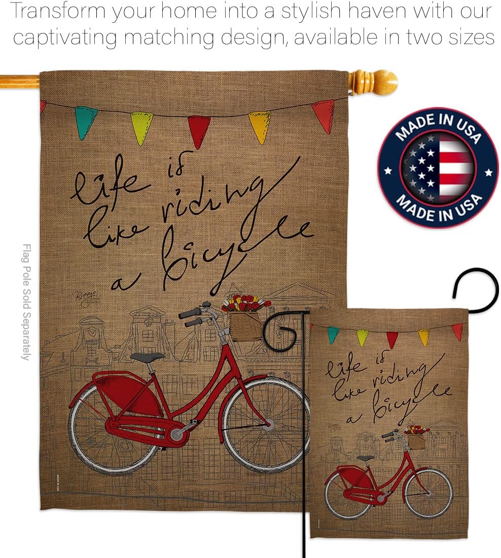 Breeze Decor H109044 Bicycle Life Interests Sports Decorative Vertical House Flag, 28" x 40", Multicolor