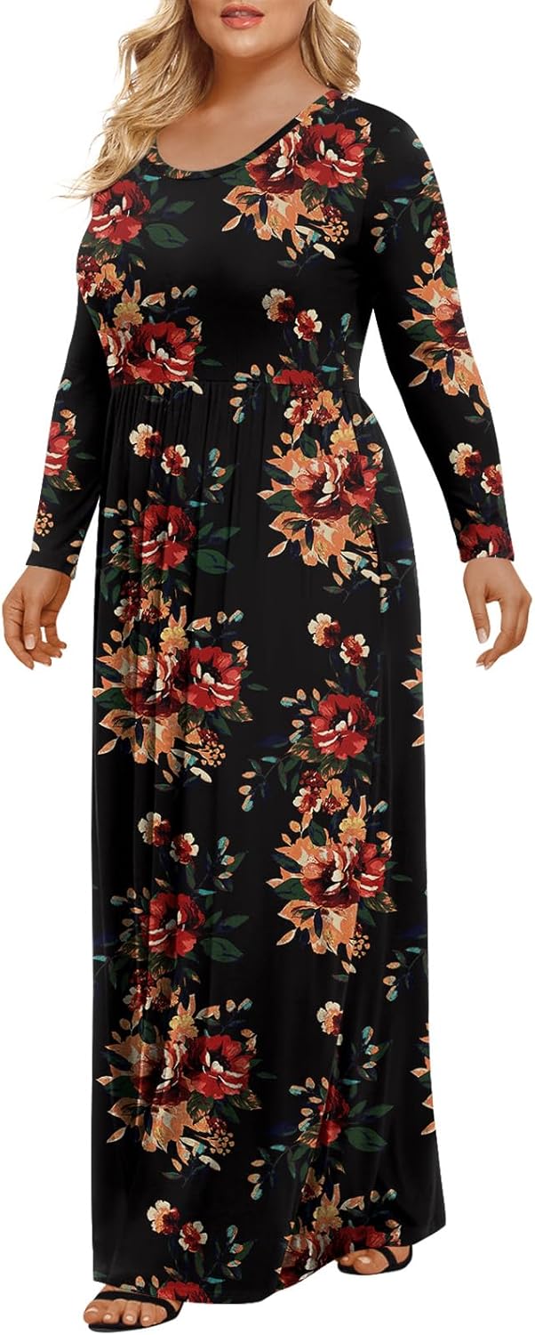 LONGYUAN Women's Plus Size Maxi Dresses for Curvy Women Casual Long Dress XL-6XL - Image 2