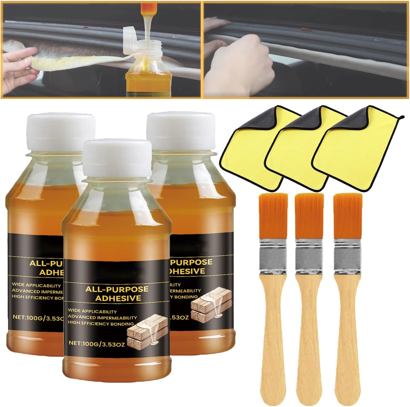 XIRUJNFD 2024 New Headliner Repair Glue, 100ml Roof Liner Quick Repair Adhesive for Cars (3)