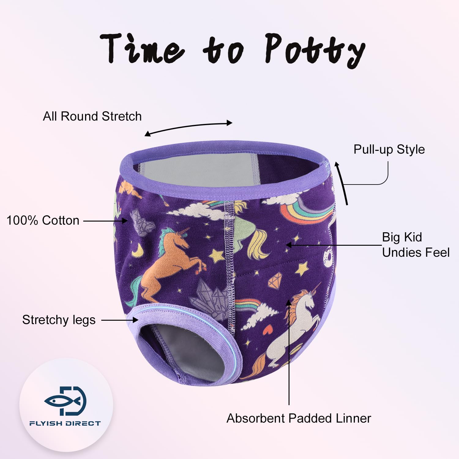 FLYISH DIRECT Culotte Apprentissage Propreté Garcon | Culotte d'apprentissage Enfant en Coton | Absorbant et Lavable 10 paquets, Violet, 4 ans - 4