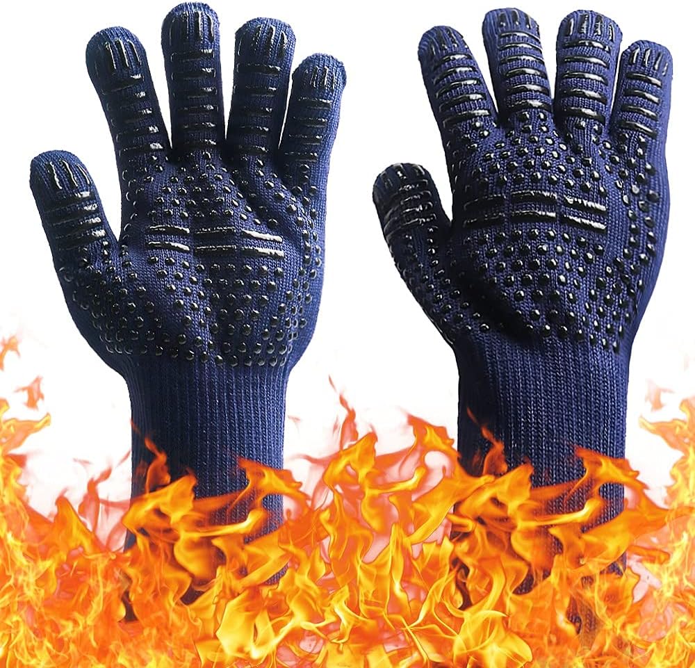 ZAPZEAL Protective Grilling Mitts Potholders Grilling Gloves Heat Resistant Gloves BBQ Kitchen Silicone Oven Mitts Long Waterproof Non-Slip Gloves (#2 Navy Blue, 1 Pair) : Patio, Lawn & Garden