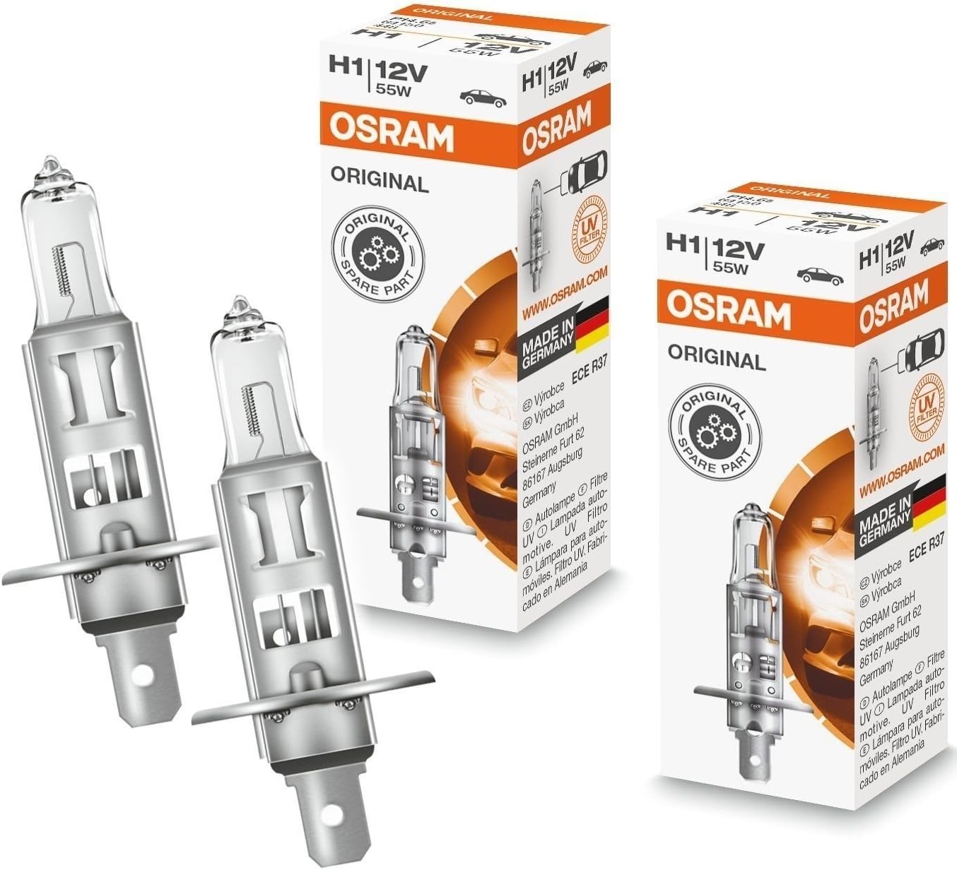 Osram 64150 H1 12 V 55 W P14.5s Halogen Headlight Bulb Pack of 2 Car