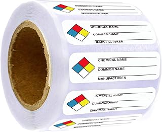 250-Pack SDS/MSDS NFPA Chemical Safety Labels 1x3 Inch Write-On Stickers for Hazardous Containers - Well Tile