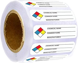 SDS Stickers/MSDS Stickers for Chemical Safty Data 1 X 3 Inches - Chemical Identifying and Labeling Sticker Decals - 250 HIMG Write-in Labels