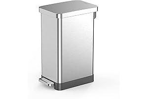 QUALIAZERO 50L / 13 Gallon Stainless Steel Kitchen Garbage Can