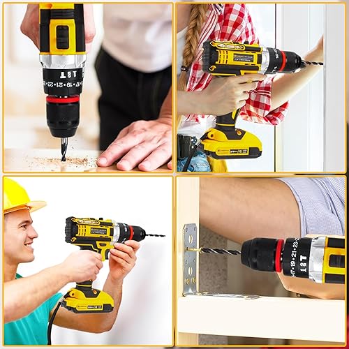 Miniatura 7 de CANBRAKE Kit de herramientas de 21 V con taladro, juego de 120 brocas inalámbricas de 21 V con portabrocas de metal sin llave de 38 pulgadas y