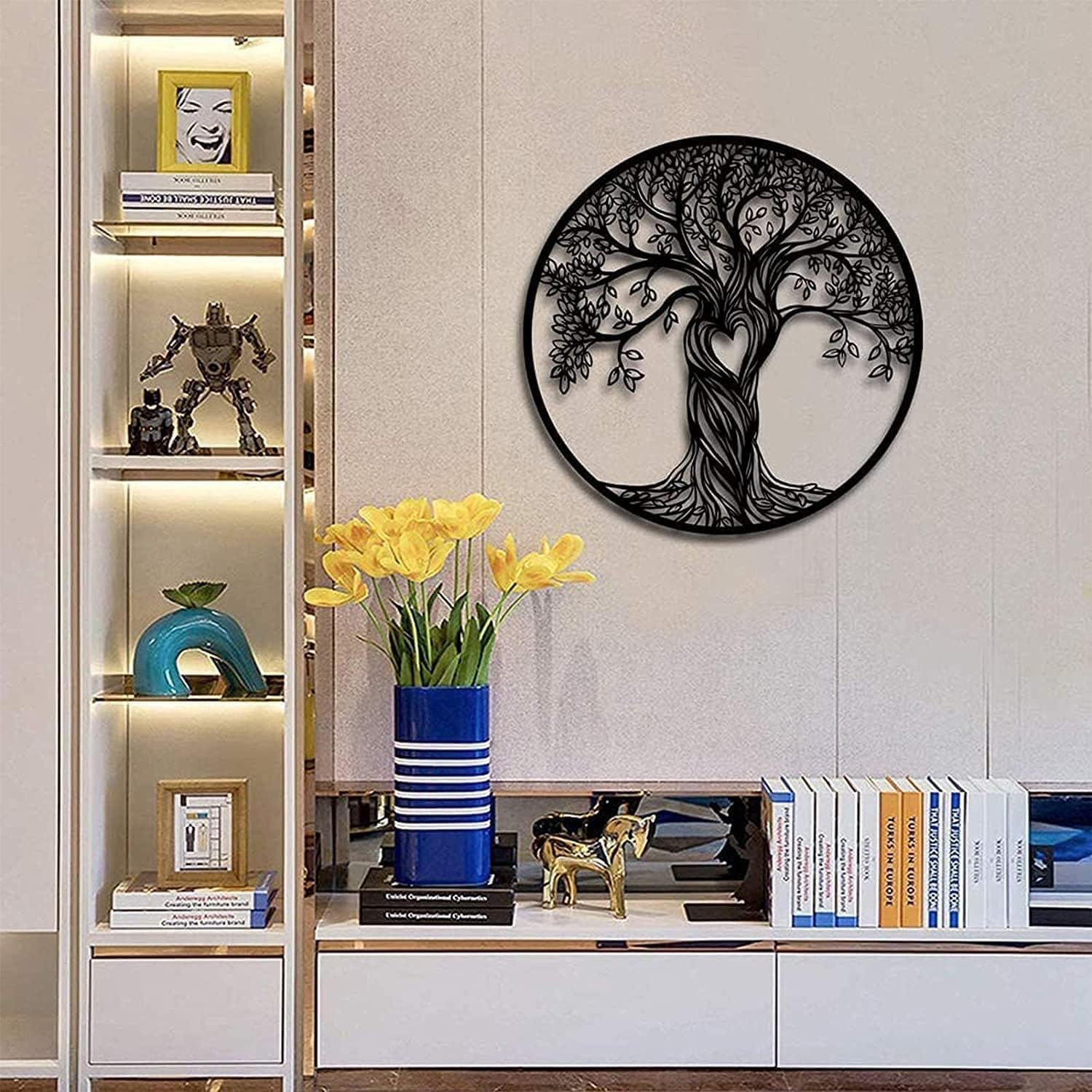 Metal Black Tree of Life Wall Art Wrought Iron Tree Wall