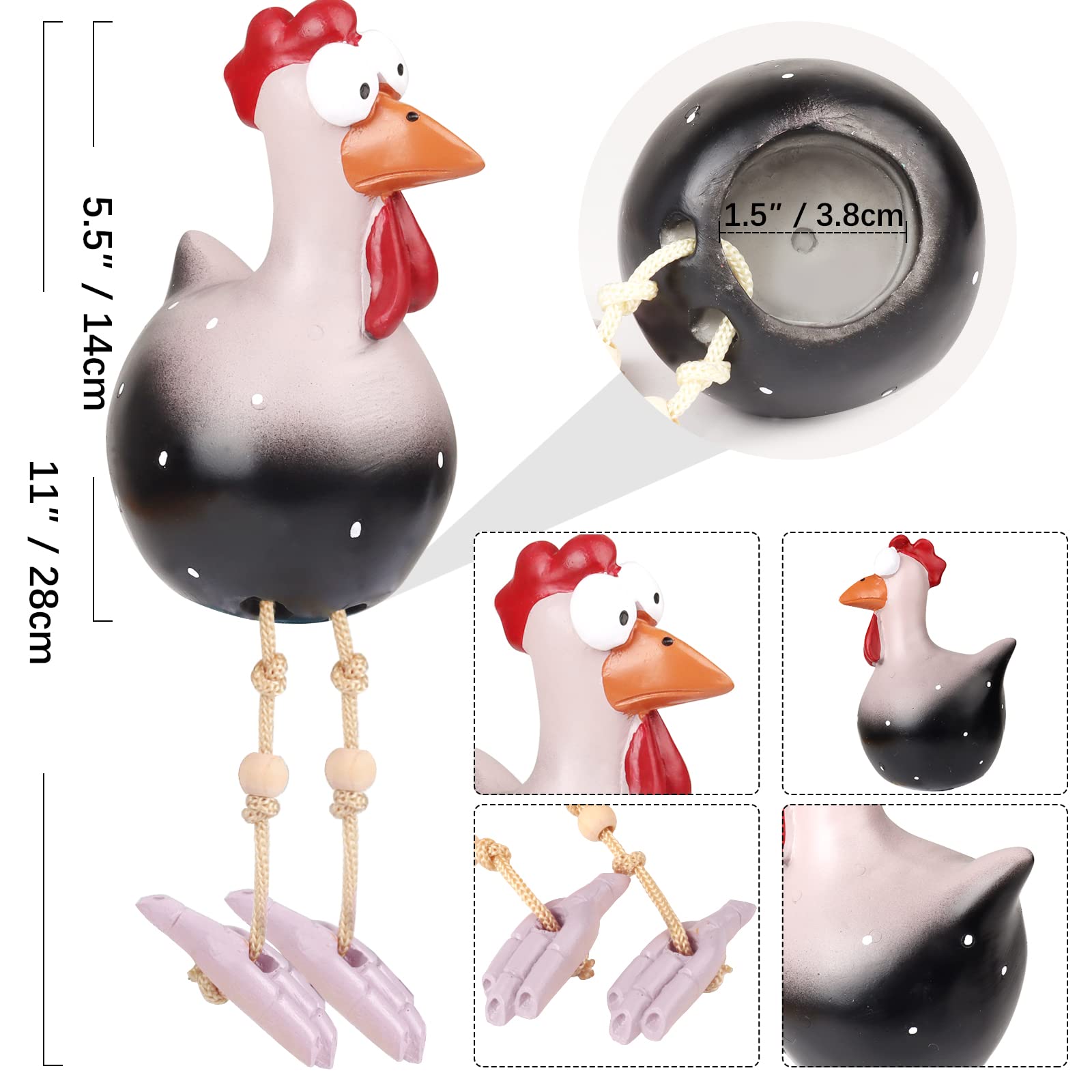 Decorazione Da Giardino Galline In Resina - 3 Pezzi Divertenti E Colorati Per Esterni - Foto 5