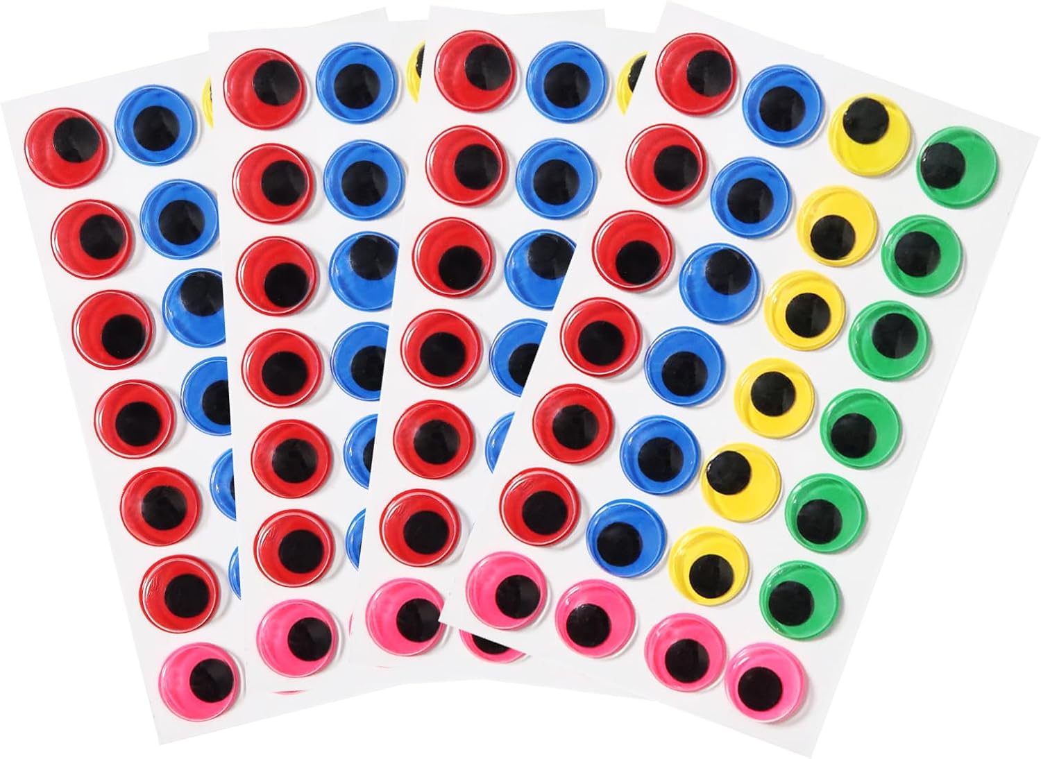 TOAOB 4 Sheets Googly Eyes Stickers Self Adhesive Wiggle Eyes 18mm White Plastic Craft Sticker Eyes for DIY Crafts Scrapbooking Decoration