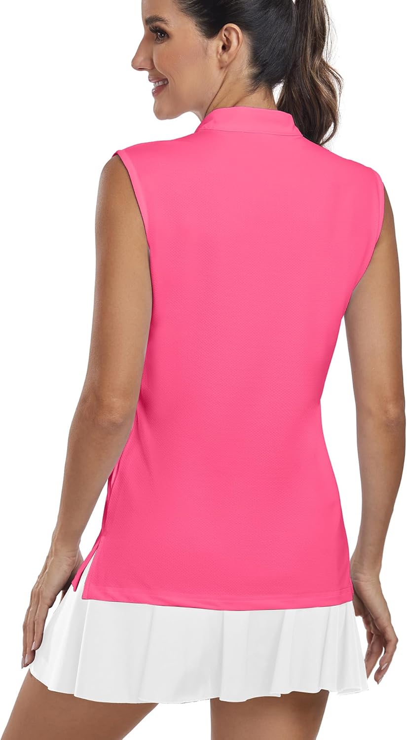 Aranmei Women's Sleeveless Golf Tennis Activewear Polo V Neck Shirts Workout Quick Dry Collarless Tank Tops (2 Pack, S-XL) - Image 6