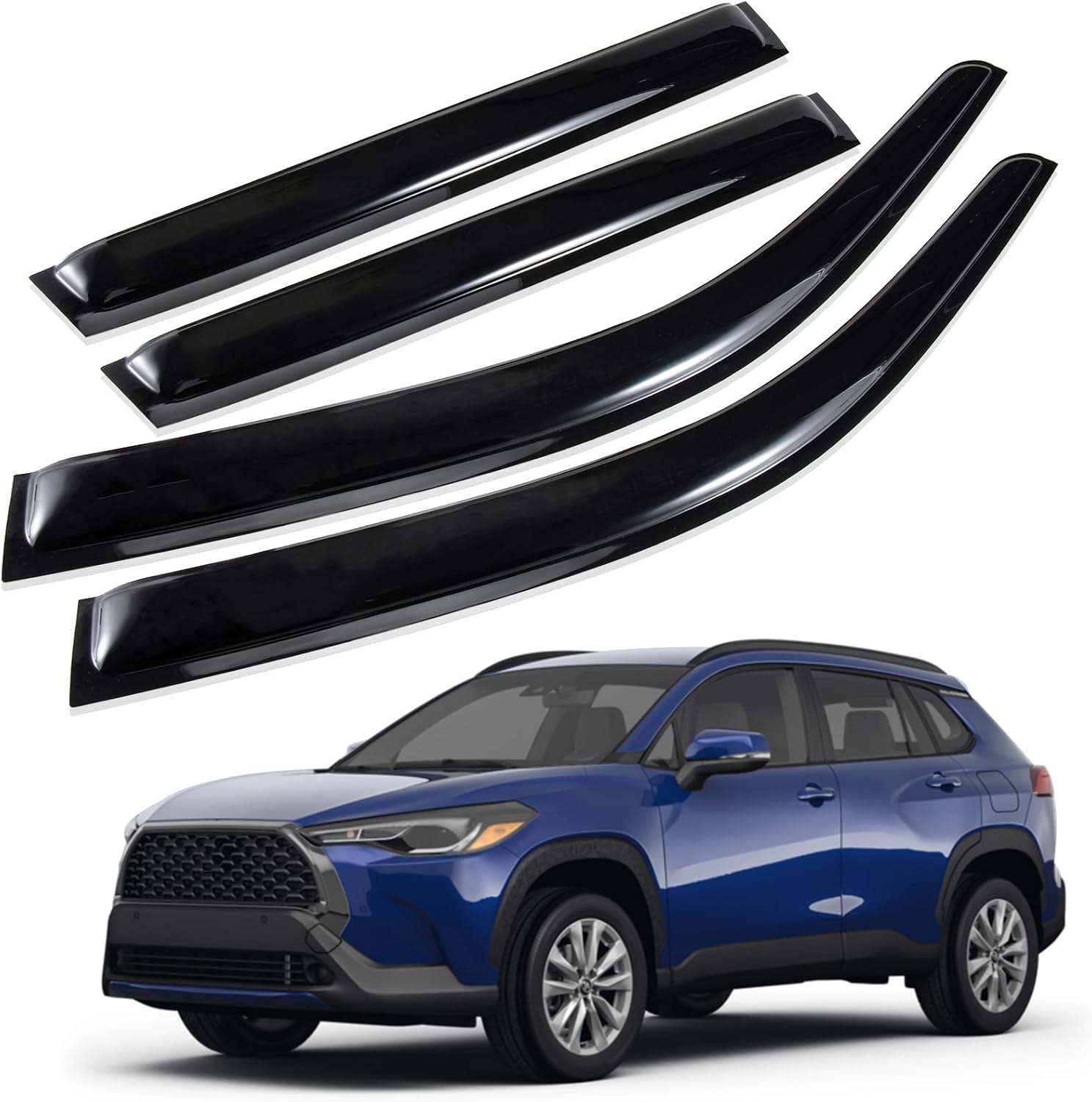 PSLER 4PCS Side Window Vent Visor Window Deflectors for Corolla Cross 2022 2023 2024 2025 L LE XLE Car Accessories Rain Guards Window Visors Vent Deflector