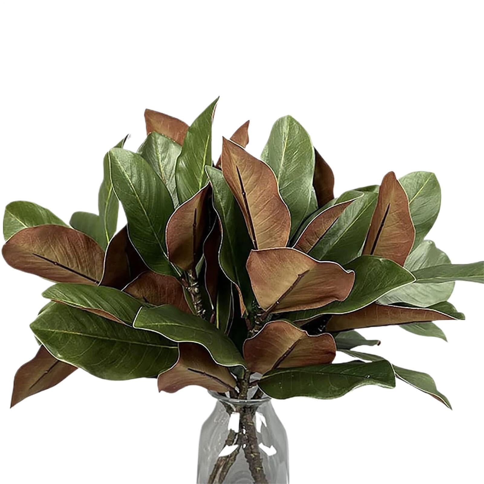 Feuilles de magnolia artificielles pour grand vase de salon et centre de table chaleureux