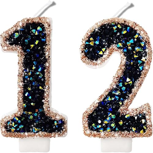 Miniatura 237 de Velas de números con purpurina de oro rosa de 2.8 pulgadas, muchos colores, regalos de cumpleaños de 22 años, velas de cumpleaños, velas de números