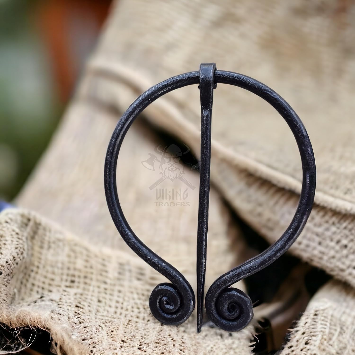 Viking Traders Vintage Cloak Pin Scarf Shawl Buckle Clasp Pin Penannular Brooch for Costume Accessory, Antique Handforged Metal Finish