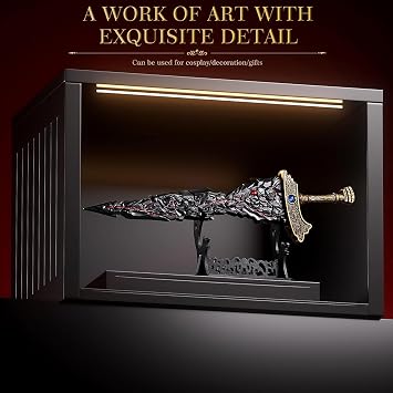 Eldens Ring Maliketh Black Blade Replica Blade – All-Metal Collector Prop with Display Stand for Desk Décor & Cosplay Lovers