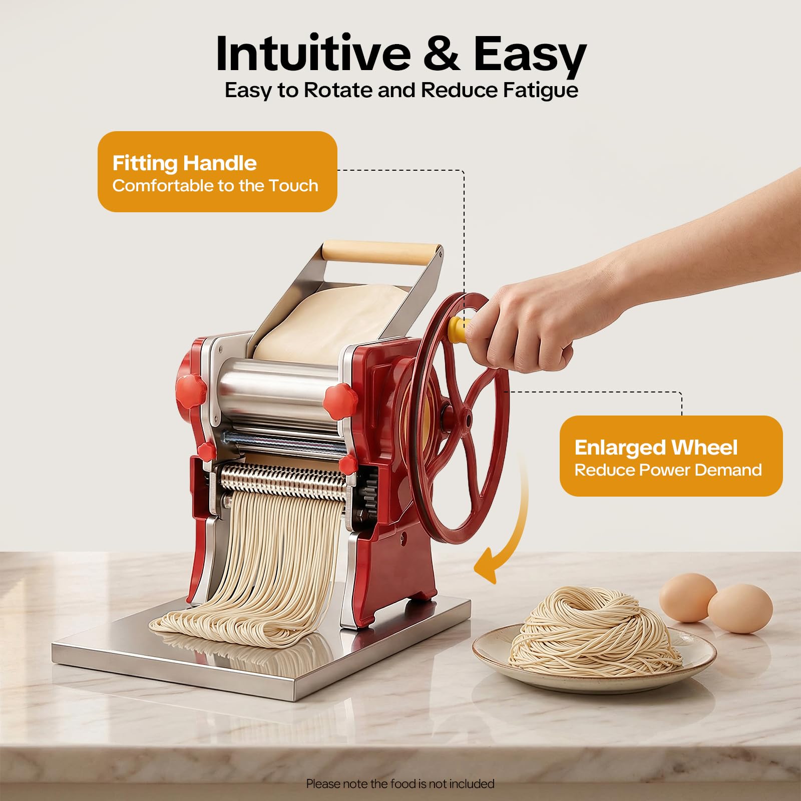 Maszynka do makaronu ze stali nierdzewnej, komercyjna maszynka do makaronu, do spaghetti, fettuccine, lasagne, prezent, 0,5-5 mm, czerwona