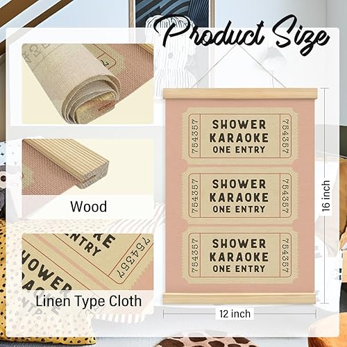 Miniatura 6 de Wheatwin Decoración de pared de baño para ducha y baño, colgador de póster de madera, decoración de baño rosa estética moderna para dormitorio,