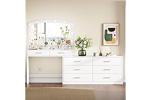 Irontar Vanity Desk with Large Mirror and 3-Light: The Pinnacle of Vanity...