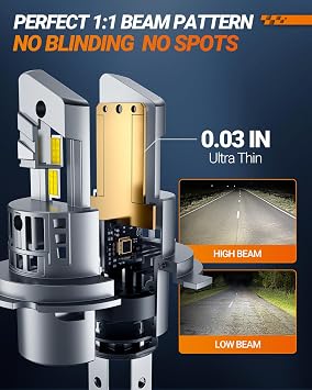 SEALIGHT H4/9003 LED Fog Bulbs, 50000LM 10X Brighter 6500K Cool White, 1:1 Size IP68 Waterproof with Cooling Fan, 10+ Years Lifespan Pack of 2