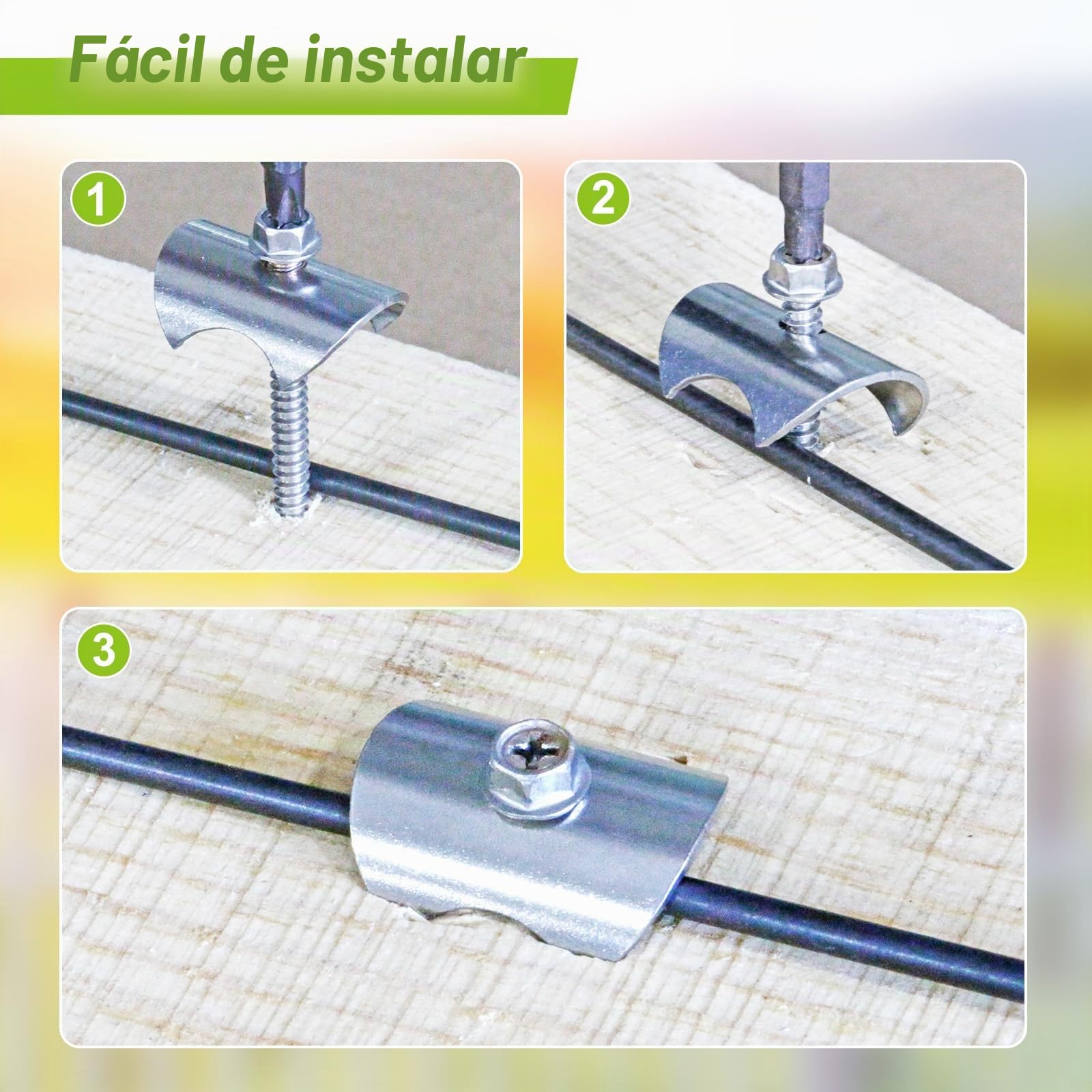 Insaga 200 pinzas para valla de alambre de acero inoxidable 304 reutilizables, 200 tornillos de valla con fijación de alambre para malla de alambre y vallas tejidas