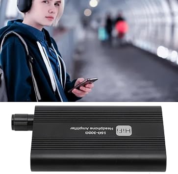 Portable Headphone Amplifier, 3.5mm AUX Input Output 16 to 300 Ohm HiFi Earphone Amp with 2 Stage Gain for MP3 MP4 Phone Computers Media Players