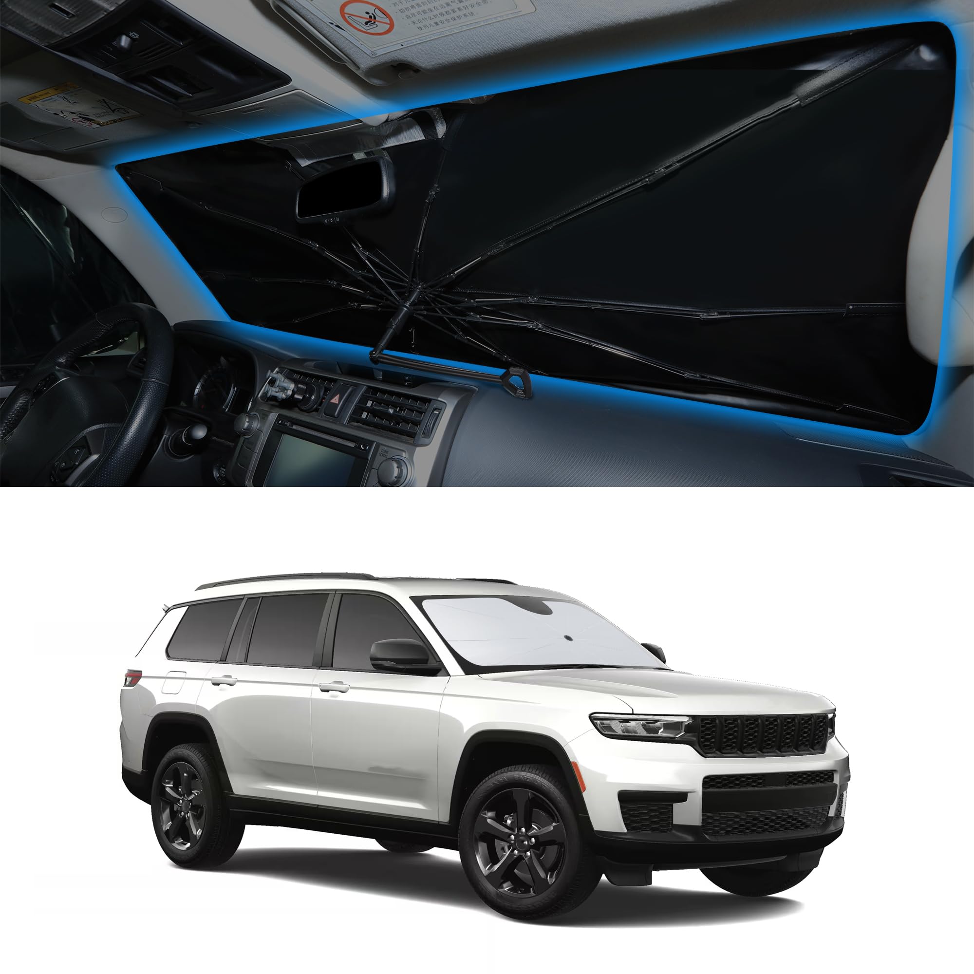 Windshield Sun Shade Umbrella for 2021-2025 Jeep Grand Cherokee L