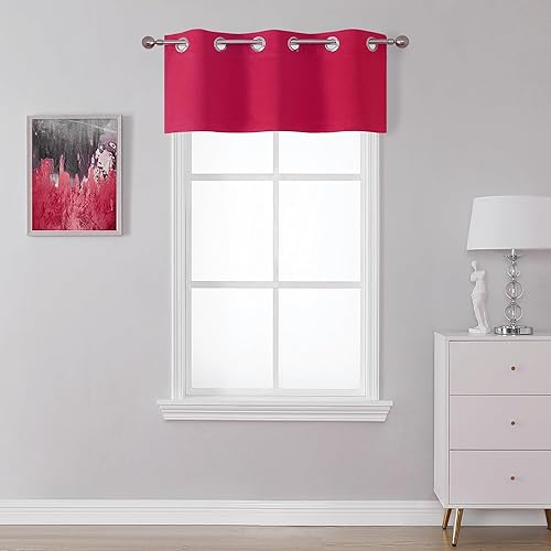 Miniatura 8 de SeeGlee Cenefa de cortina opaca gris para cocina, con aislamiento térmico y ojales cortos (54 pulgadas de ancho x 18 pulgadas de largo, 1 panel)